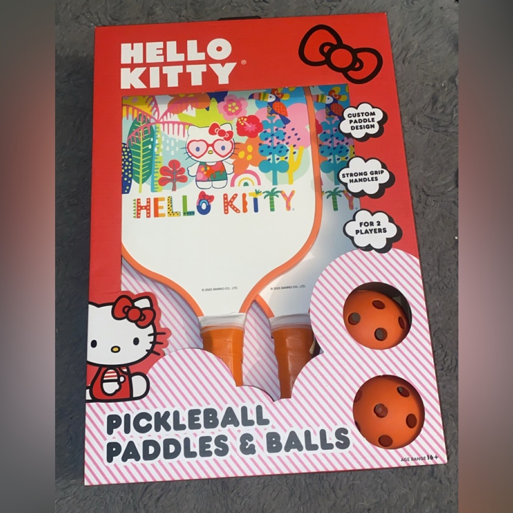 Hello Kitty Colorful Pickleball Set with Orange Accents